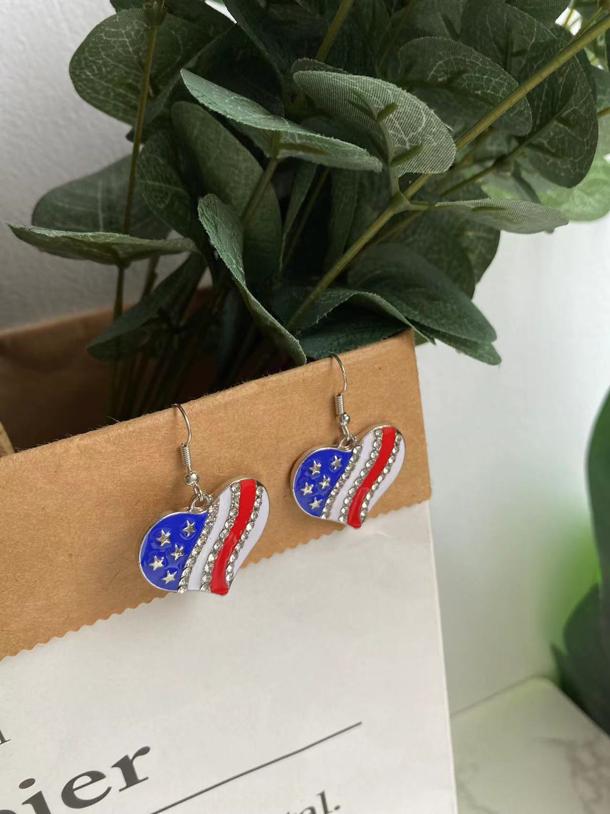 USA Heart Loop Earrings
