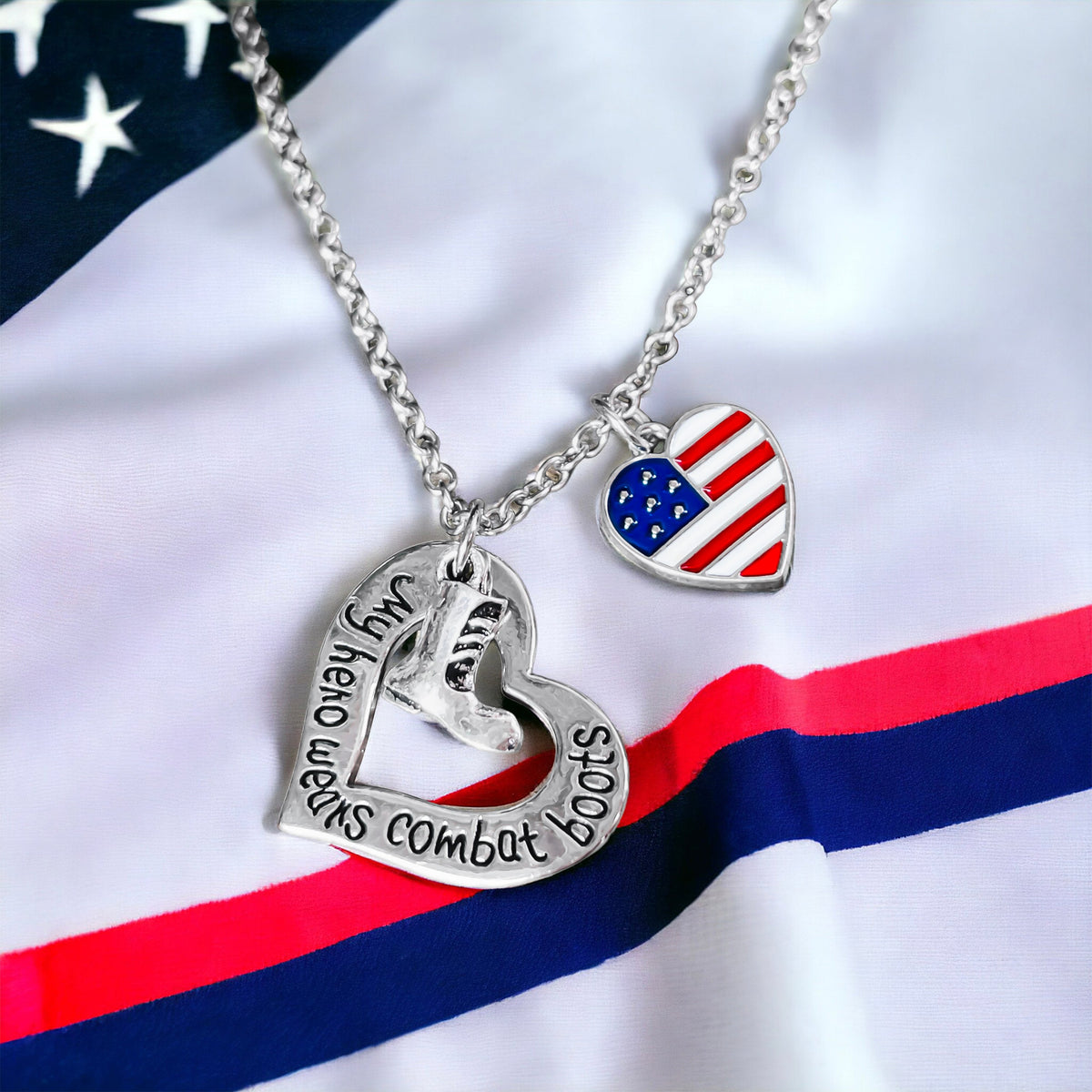My Hero Wears Combat Boots Necklace