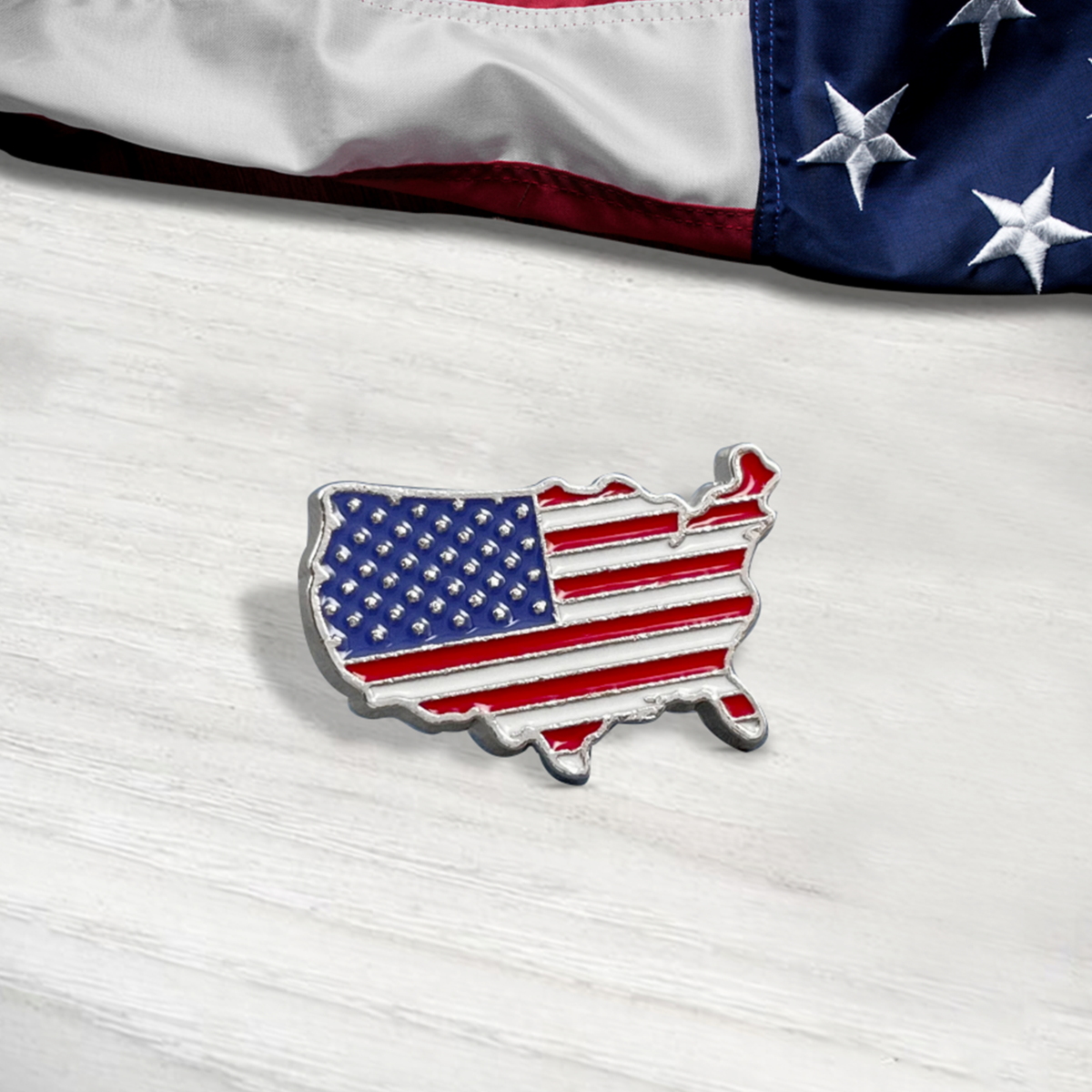 USA Map Flag Pin