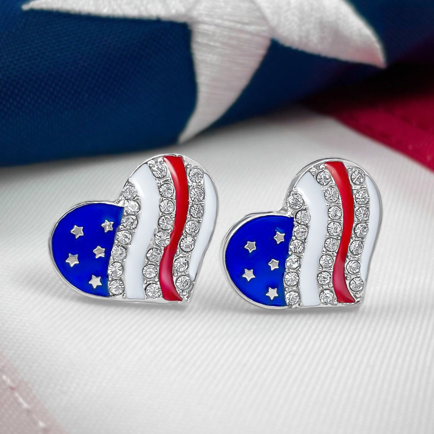 USA Heart Stud Earrings