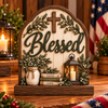 Blessed Arch patriotic wood decor