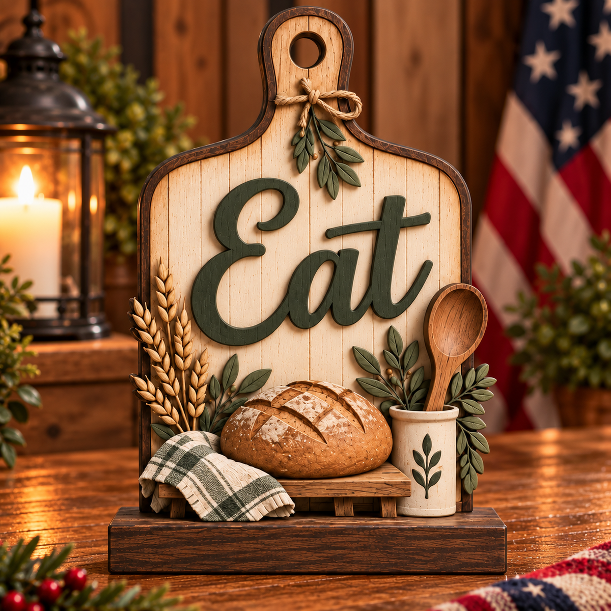 Eat Cuttingboard patriotic wood decor
