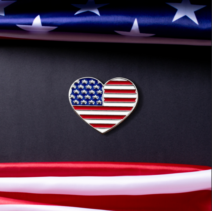 USA Heart Pin