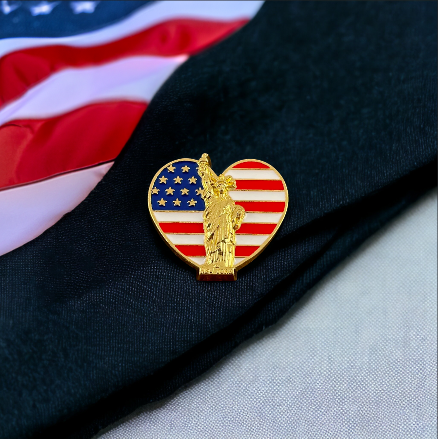 USA Gold Liberty Heart Pin