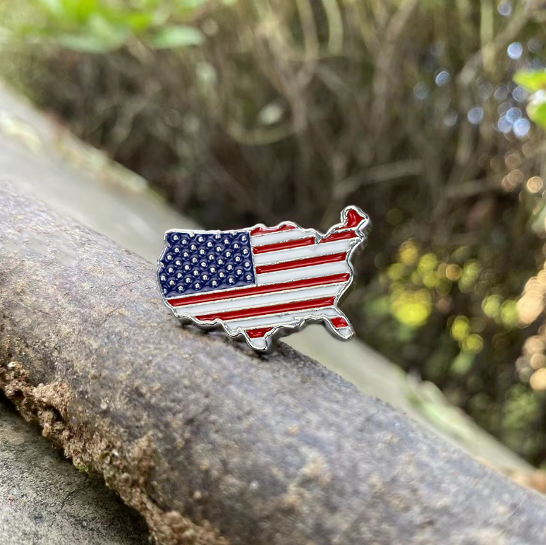 USA Map Flag Pin