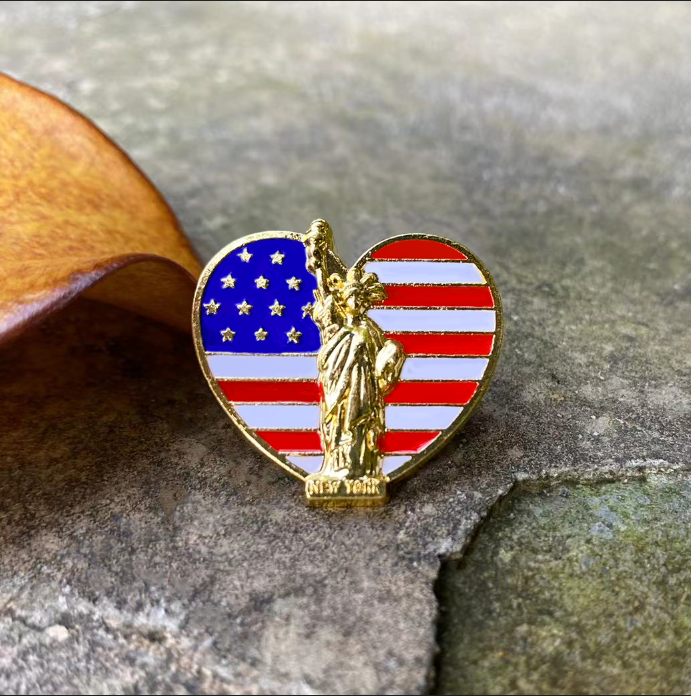 USA Gold Liberty Heart Pin