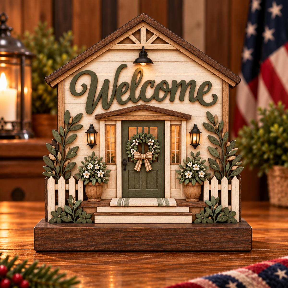 Welcome House patriotic wood decor